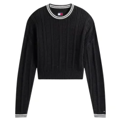 DAMES Tommy Jeans Flag Kabel Gebreide Relaxte Jumper