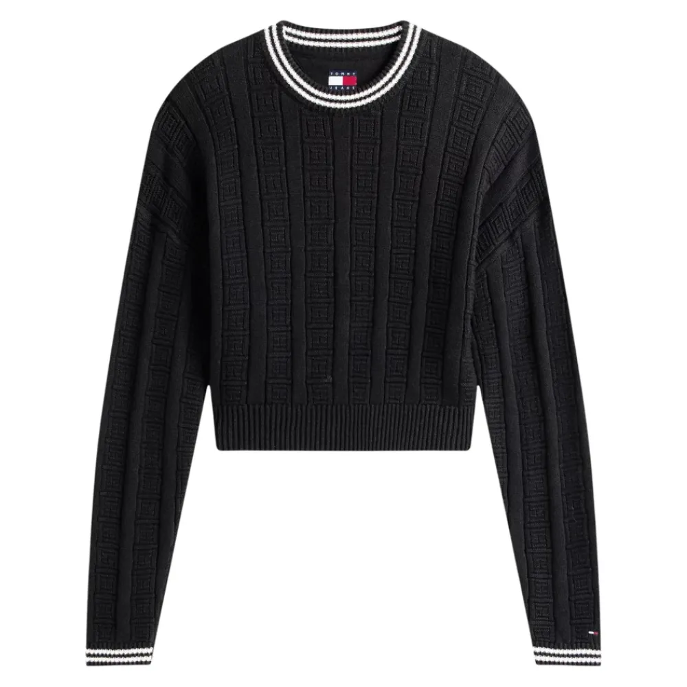 DAMES Tommy Jeans Flag Kabel Gebreide Relaxte Jumper