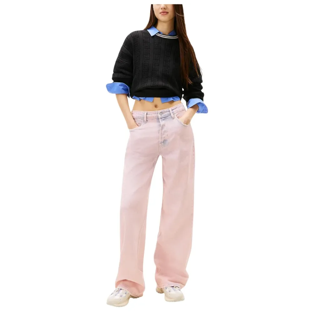 DAMES Tommy Jeans Flag Kabel Gebreide Relaxte Jumper