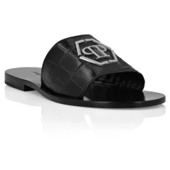 Heren Philipp Plein Flat Crocco Printed Sandals