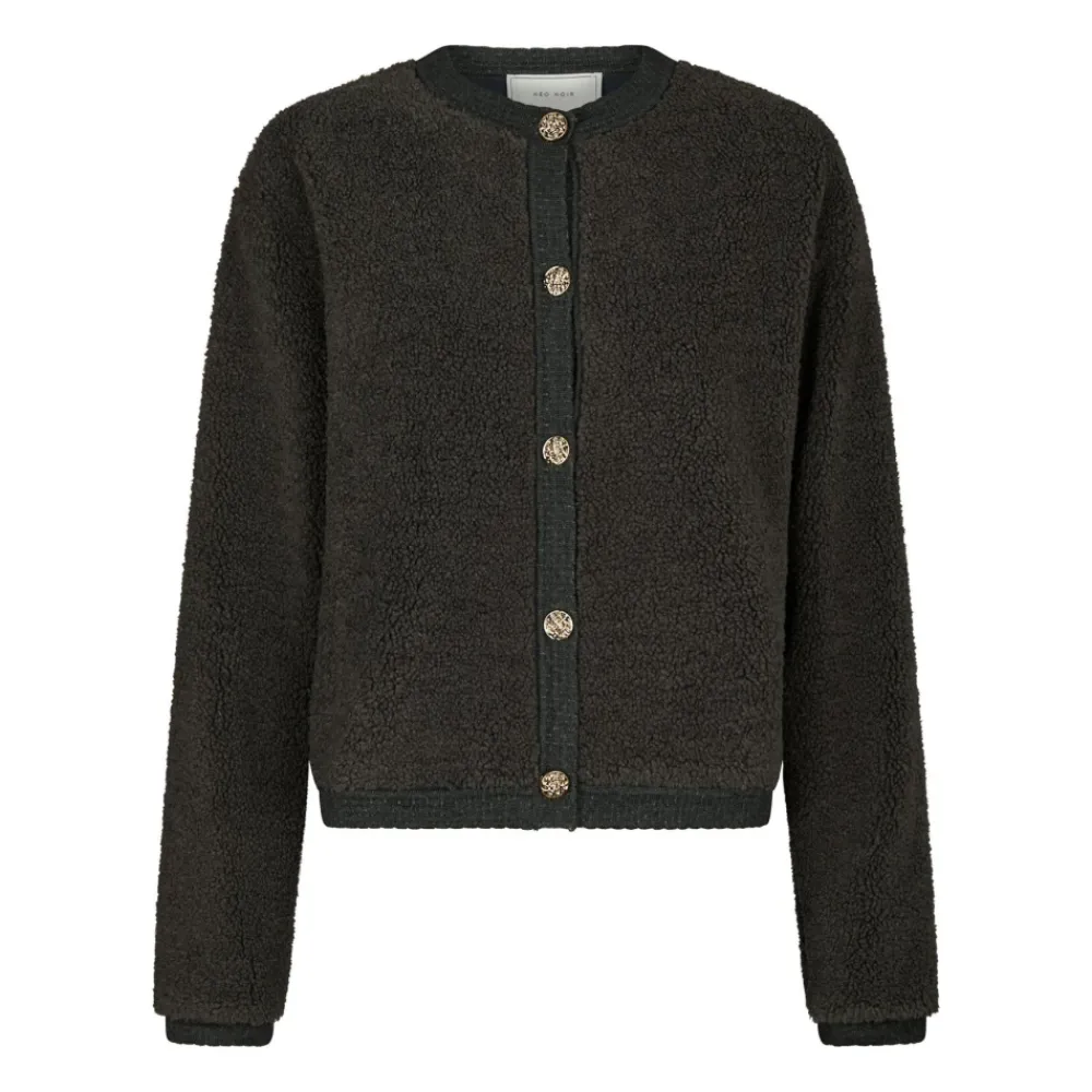 DAMES Neo Noir Fluffy Cardigan met Teddy Kwaliteit