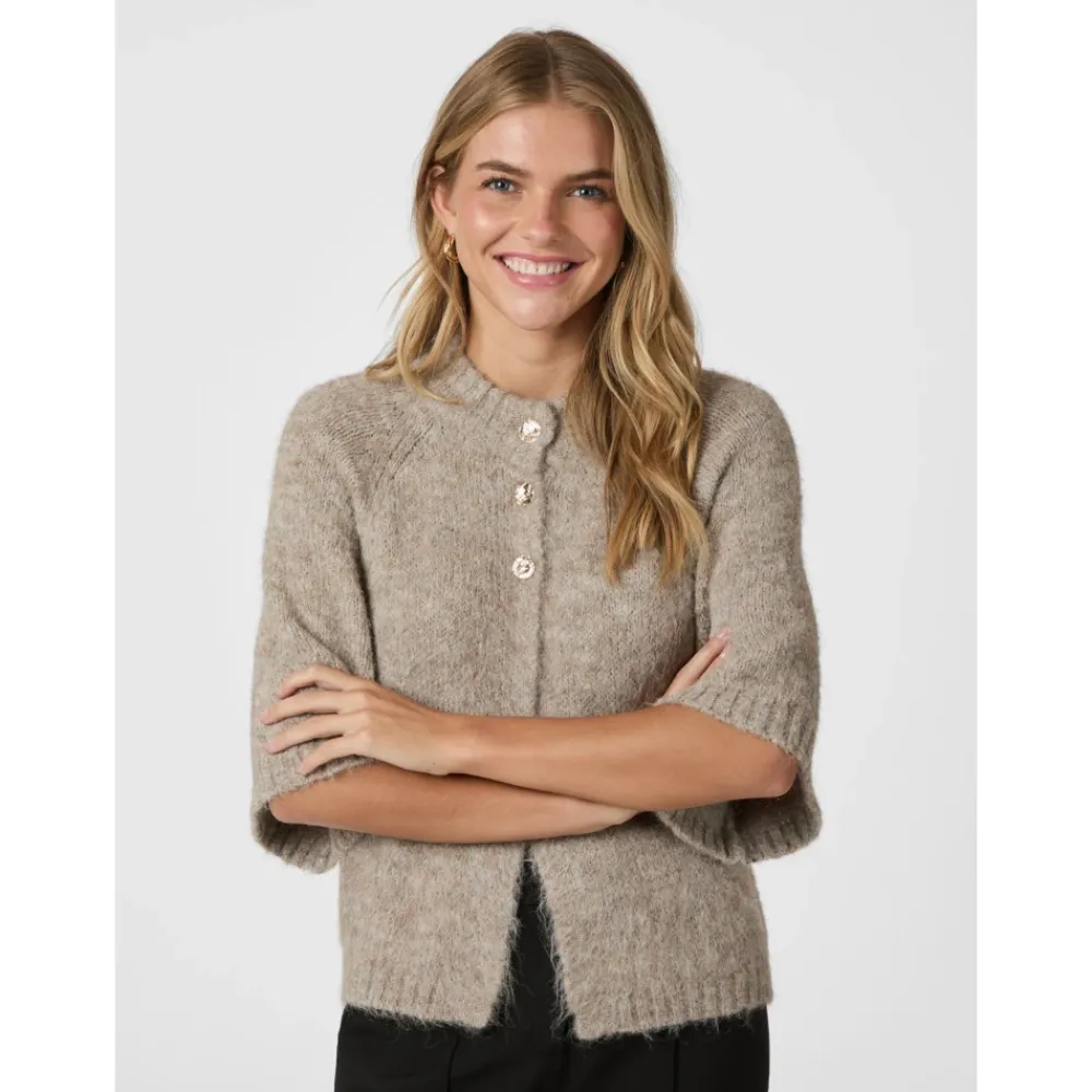 DAMES Neo Noir Truien & Vesten^Fluffy Gebreid Vest - Melange