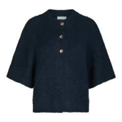 DAMES Neo Noir Fluffy Gebreid Vest Navy