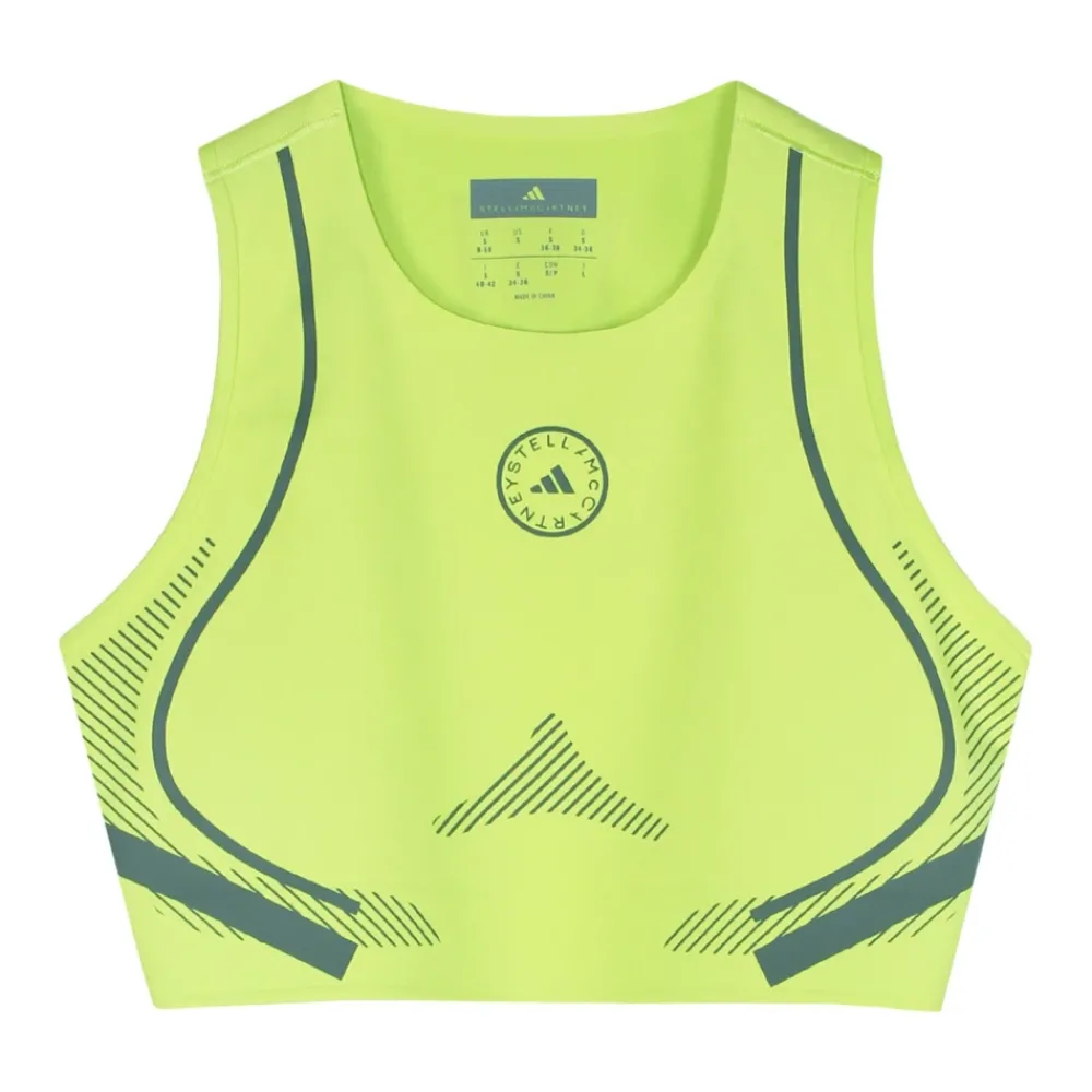 Adidas by Stella McCartney Sportshirts^Fluorescerend geel hardloop Crop Top