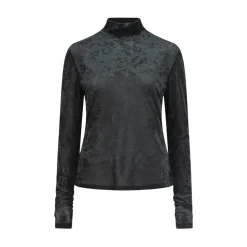 DAMES Dante 6 Fluwelen laagjes mesh top in Midnight Green