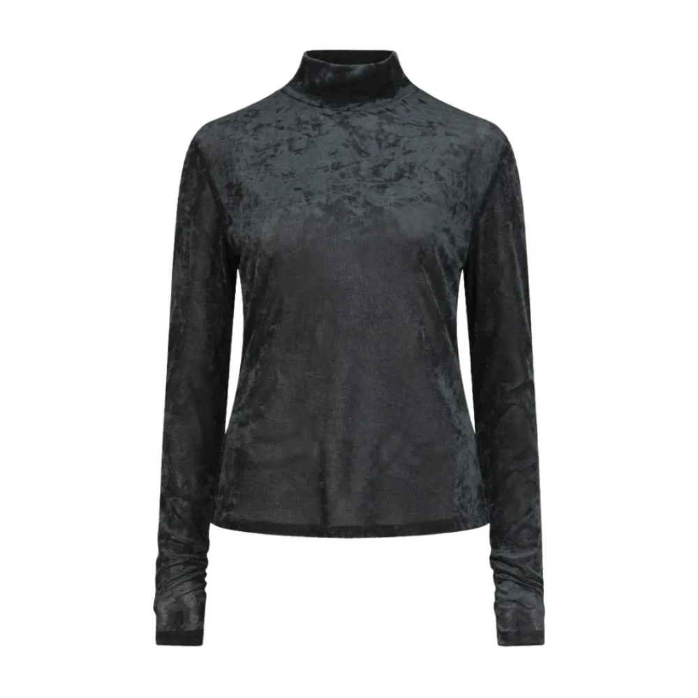 DAMES Dante 6 Fluwelen laagjes mesh top in Midnight Green