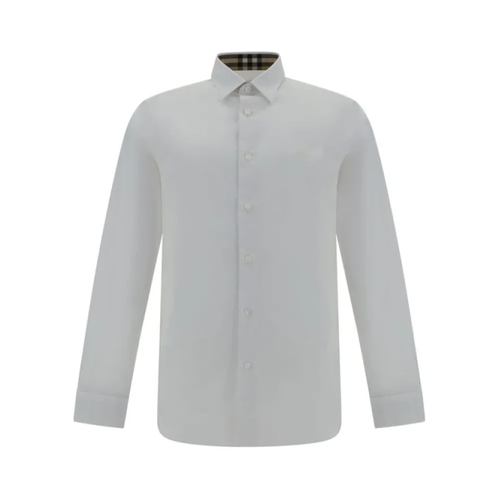 Heren Burberry Geborduurd Logo Slim Fit Casual Overhemd