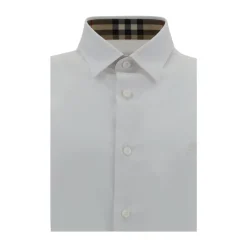 Heren Burberry Geborduurd Logo Slim Fit Casual Overhemd