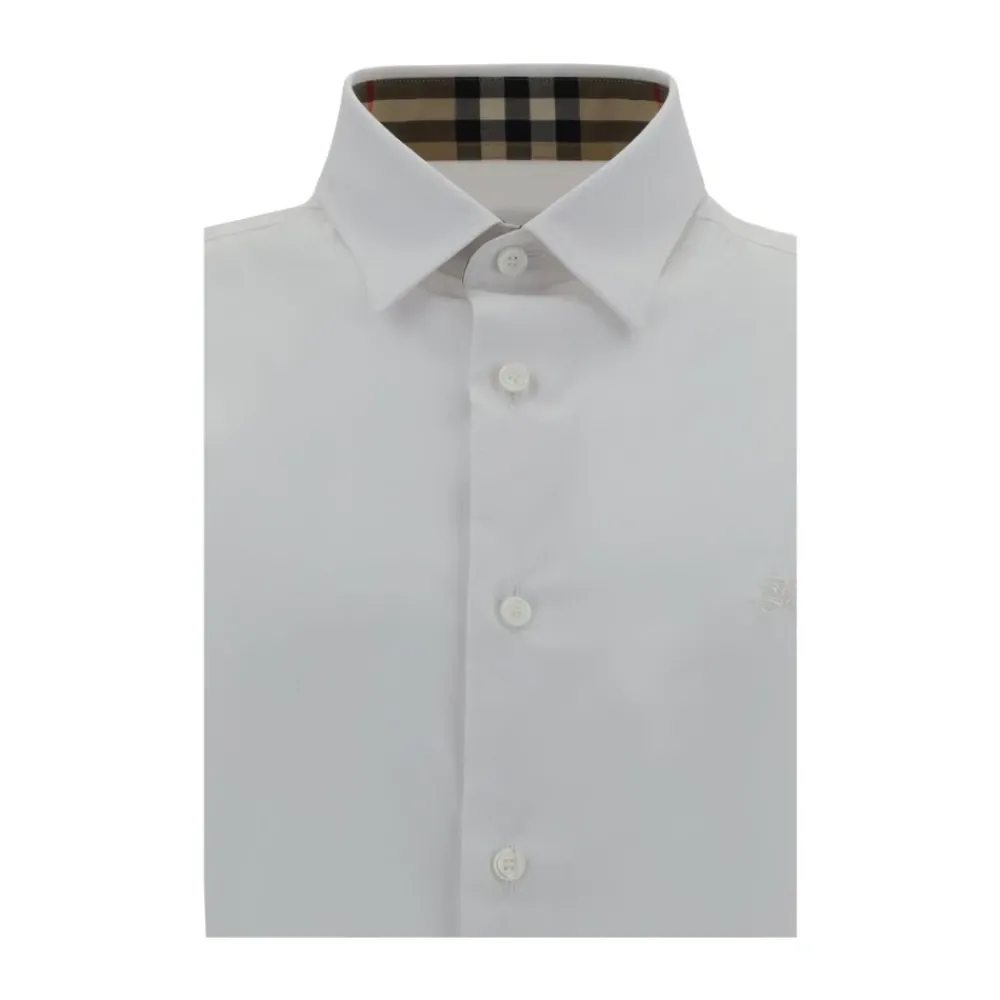 Heren Burberry Geborduurd Logo Slim Fit Casual Overhemd