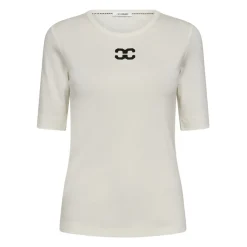 DAMES Co'Couture Geborduurd Logo Tee - Off White
