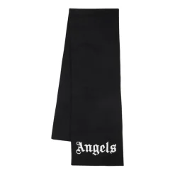 Palm Angels Geborduurd Logo Katoen Wol Sjaal