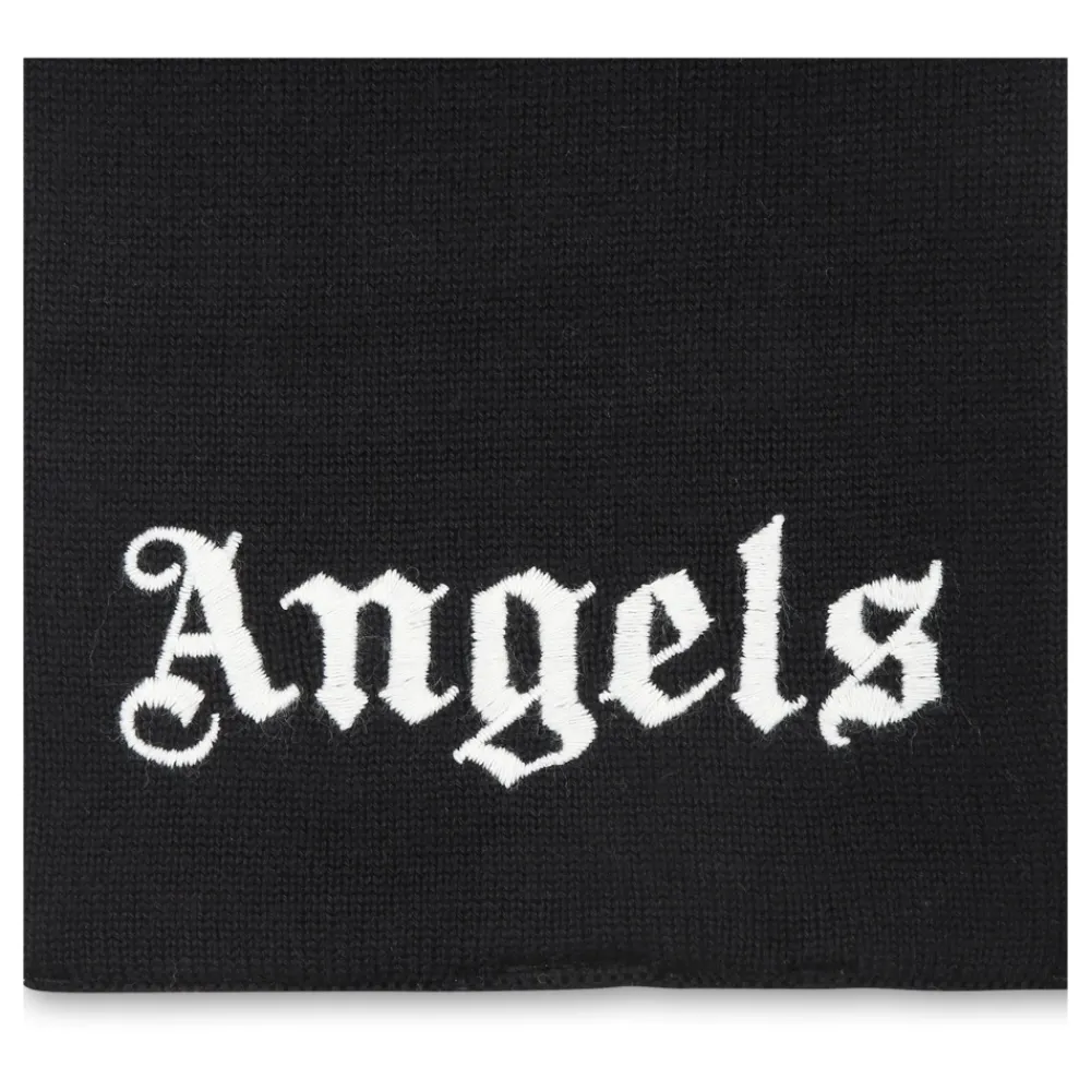 Palm Angels Geborduurd Logo Katoen Wol Sjaal