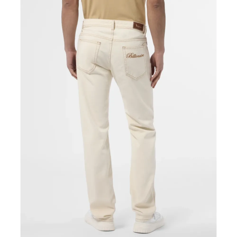 Heren Billionaire Jeans^Geborduurde 5 Pockets Regular Cut Jeans
