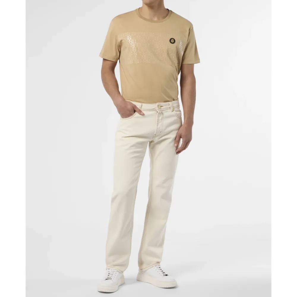 Heren Billionaire Jeans^Geborduurde 5 Pockets Regular Cut Jeans