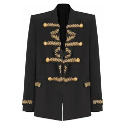 Heren Balmain Kostuums^Geborduurde crêpe jas