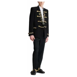 Heren Balmain Kostuums^Geborduurde crêpe jas