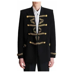 Heren Balmain Kostuums^Geborduurde crêpe jas