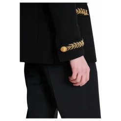 Heren Balmain Kostuums^Geborduurde crêpe jas