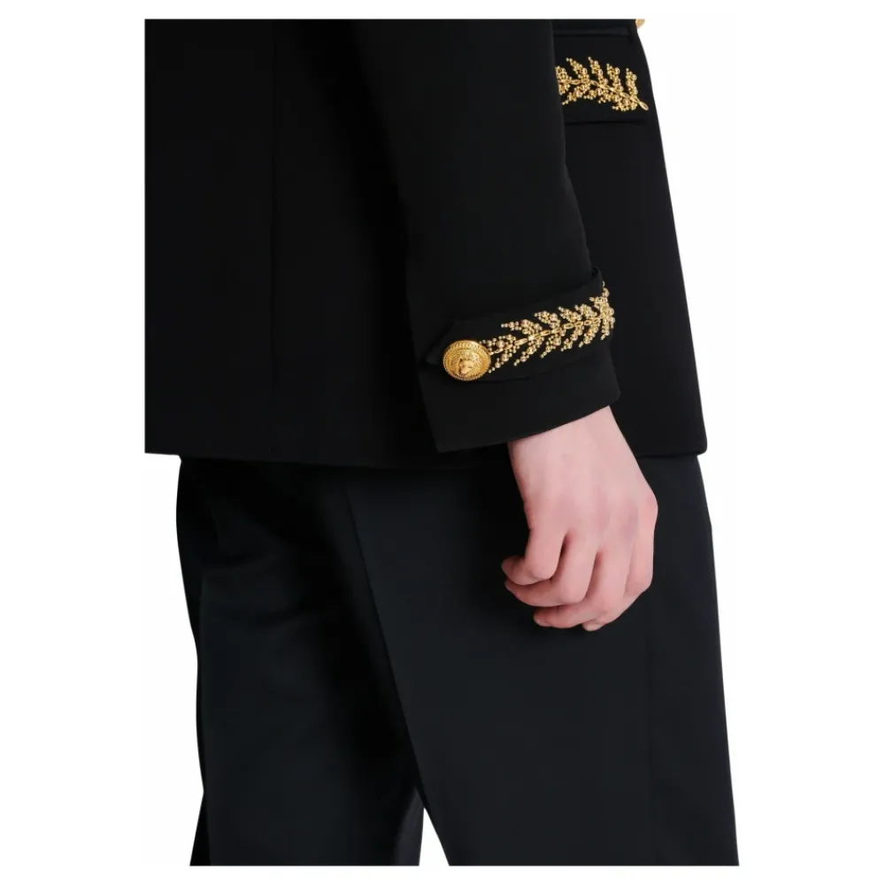 Heren Balmain Kostuums^Geborduurde crêpe jas