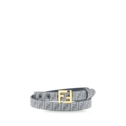 DAMES Fendi Riemen^Geborduurde Denim Riem met FF Motief