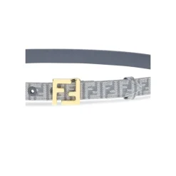 DAMES Fendi Riemen^Geborduurde Denim Riem met FF Motief