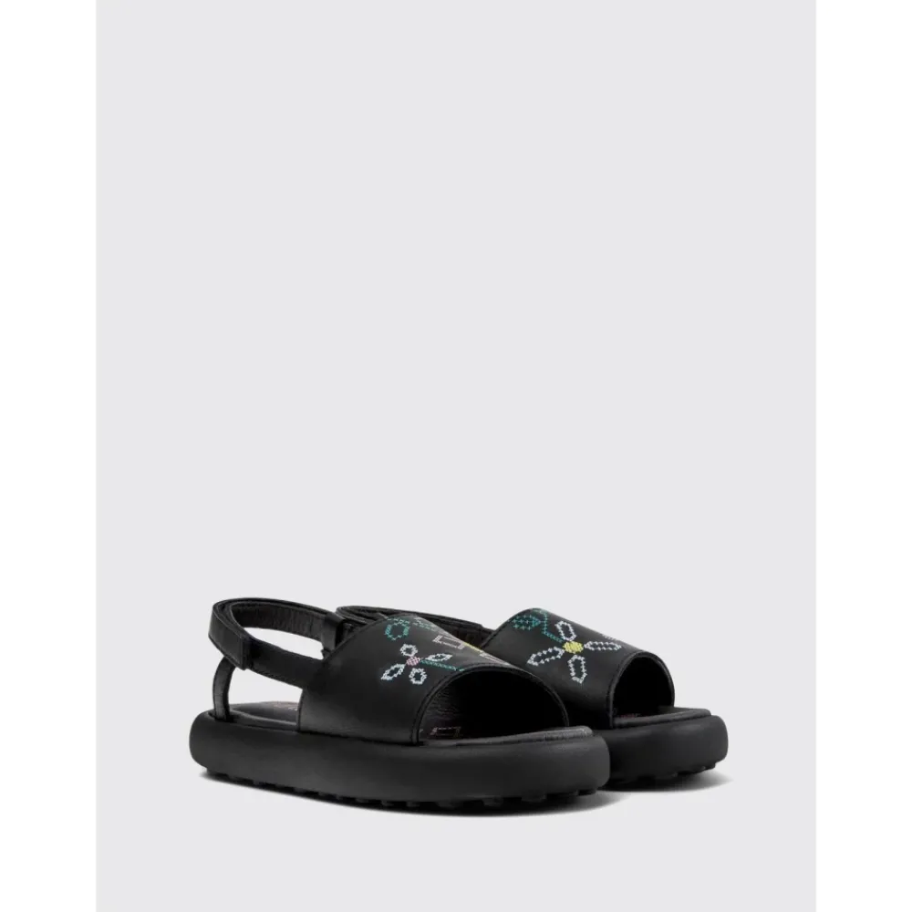 Camper Geborduurde leren sandalen