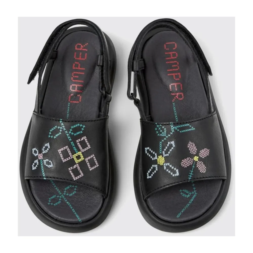 Camper Geborduurde leren sandalen
