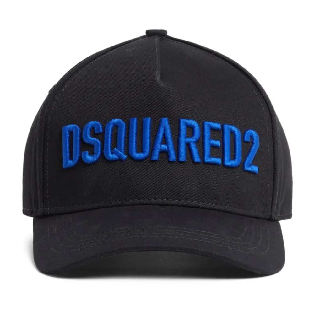Heren Dsquared2 Geborduurde Logo Katoenen Petten met Gesp