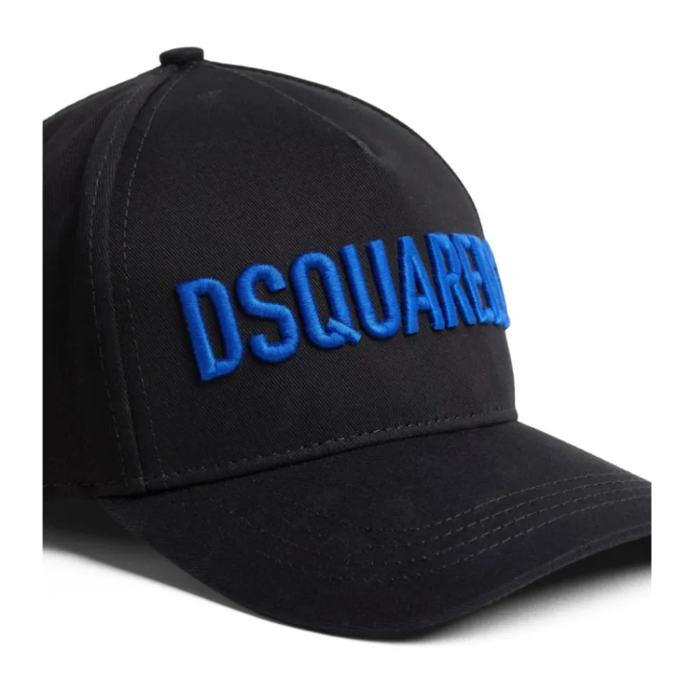 Heren Dsquared2 Geborduurde Logo Katoenen Petten met Gesp