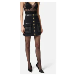 DAMES Elisabetta Franchi Geborduurde logo minirok in crêpe