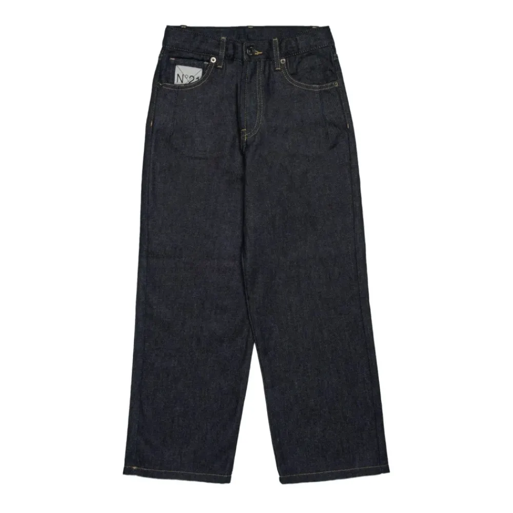 N21 Broeken & Jeans^Geborduurde Navy Blue Kinder Jeans