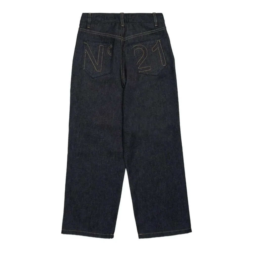 N21 Broeken & Jeans^Geborduurde Navy Blue Kinder Jeans