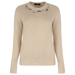 DAMES Fabiana Filippi Truien & Vesten^Gebreide trui met ronde hals en kristallen