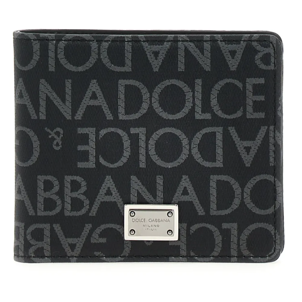Heren Dolce & Gabbana Portefeuilles^Gecoat jacquard bifold portemonnee