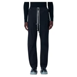 Heren Rick Owens Broeken^Gecoate Cargo Broek met Trekkoord Tailleband
