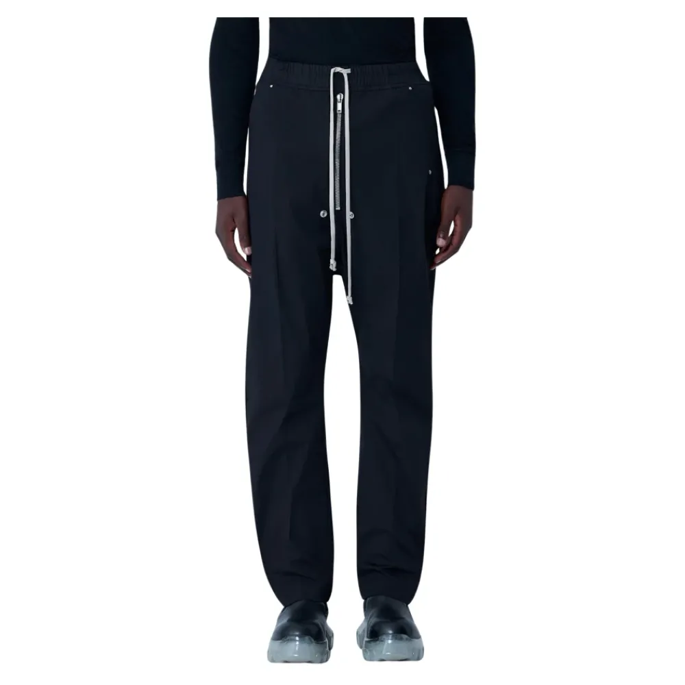 Heren Rick Owens Broeken^Gecoate Cargo Broek met Trekkoord Tailleband