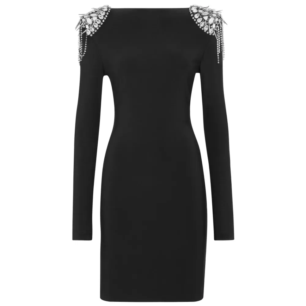 DAMES Philipp Plein Gedrapeerde Mini-jurk met Kristallen