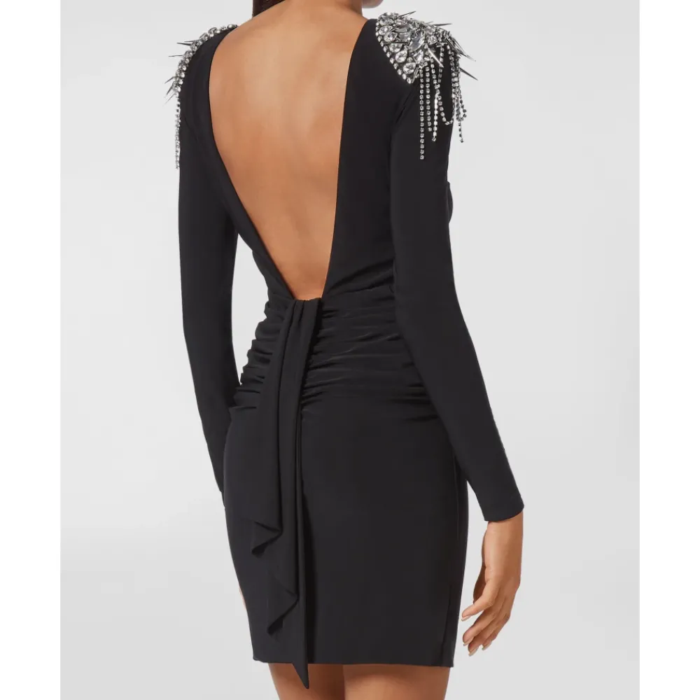 DAMES Philipp Plein Gedrapeerde Mini-jurk met Kristallen