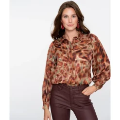 DAMES Geisha Gedrukte lange mouw blouse