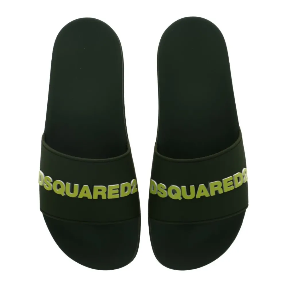 Heren Dsquared2 Gedrukte ronde neus slippers