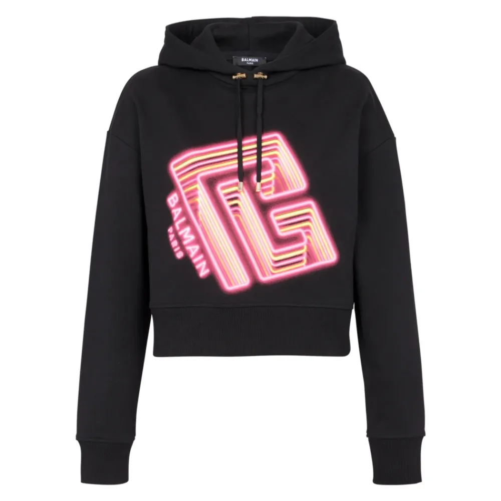 DAMES Balmain Hoodies & Sweatvesten^Geknipte neon-print sweatshirt