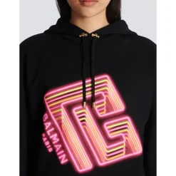 DAMES Balmain Hoodies & Sweatvesten^Geknipte neon-print sweatshirt