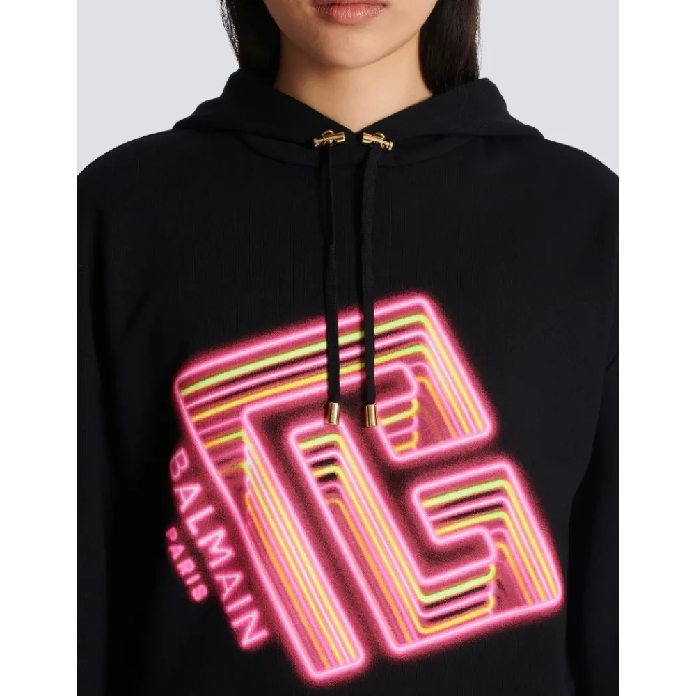 DAMES Balmain Hoodies & Sweatvesten^Geknipte neon-print sweatshirt