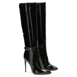 DAMES Kazar Enkellaarsjes^Gelakte stilettohaklaarzen met uitgesneden bovendeel