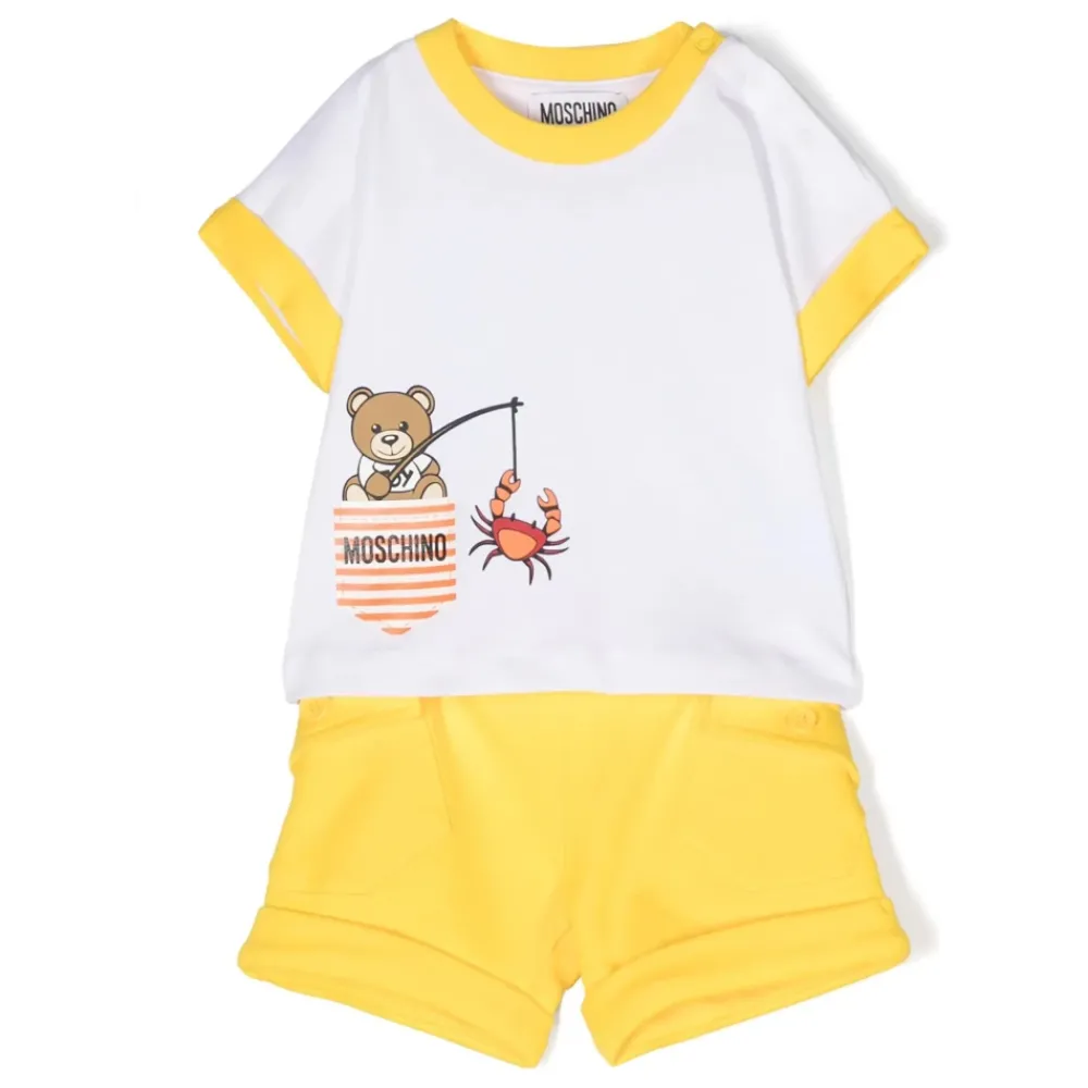 Moschino Bodysuits & Sets^Gele Kinderjurk Teddybeer Set