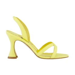 DAMES Manolo Blahnik Gele Nappa Sandalen met H-Hak