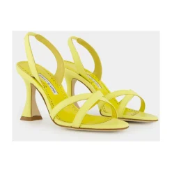 DAMES Manolo Blahnik Gele Nappa Sandalen met H-Hak
