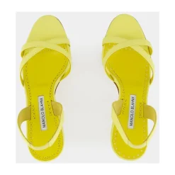DAMES Manolo Blahnik Gele Nappa Sandalen met H-Hak