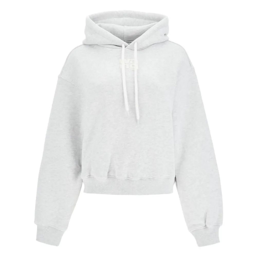 DAMES Alexander Wang Hoodies & Sweatvesten^Geëmbosseerd Logo Boxy Hoodie Sweatshirt