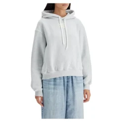 DAMES Alexander Wang Hoodies & Sweatvesten^Geëmbosseerd Logo Boxy Hoodie Sweatshirt